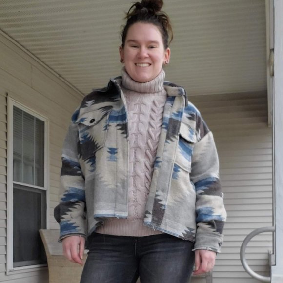 La Miel Oversized Aztec print Jacket, Size S - Picture 1 of 8